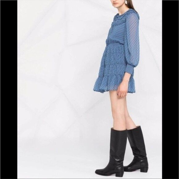 SANDRO Gwen Polka-Dot Ruffled Dress Womens Size 40 US (Large) - Picture 4 of 13